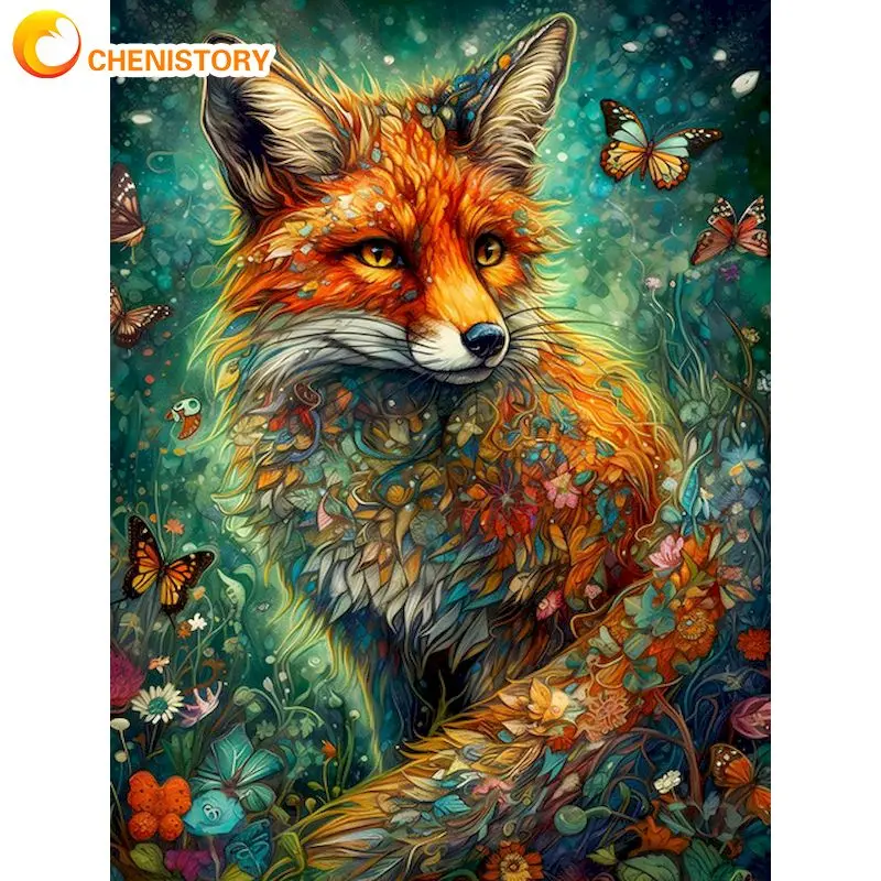 

CHENISTORY Pictures By Numbers fox Animal Kits Drawing Canvas Painting By Number Deer Handpainted Home Decoration