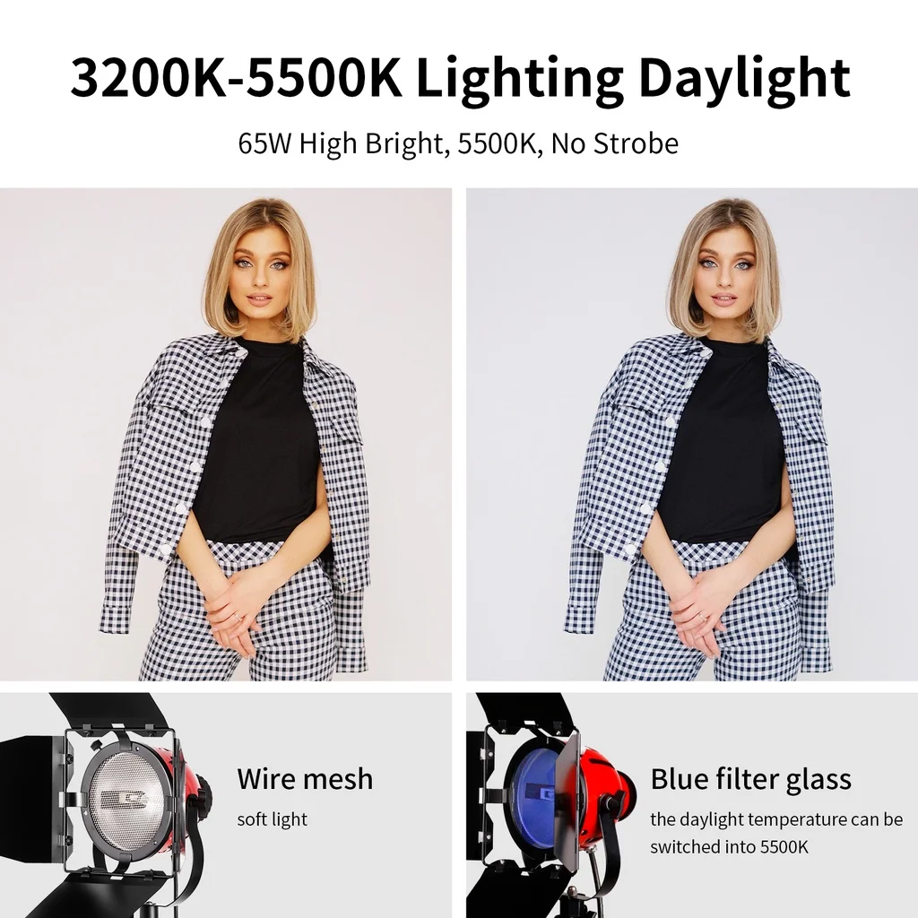 800W 3200K Photo Studio Red Headlight Spotlight Photography Warm Color Light For