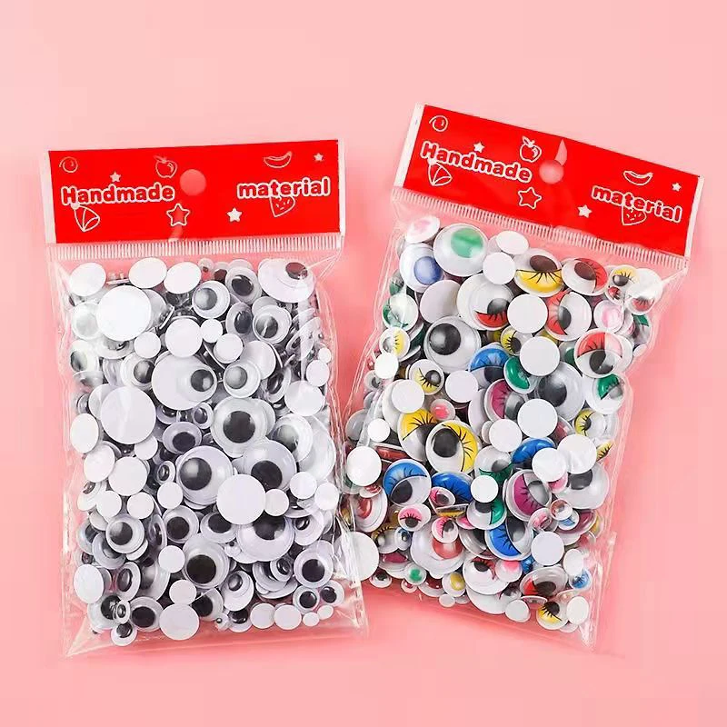 200pcs self adhesive mixed googly wiggly eyes 6 8 10 12 15mm for eggs toys dolls diy accessory for scrapbook kids gift sticker 100pcs/Box DIY Safety Wiggly Googly Eyes Stickers Self Adhesive For Crafts Toys Black White Big Movable Doll Amigurumi