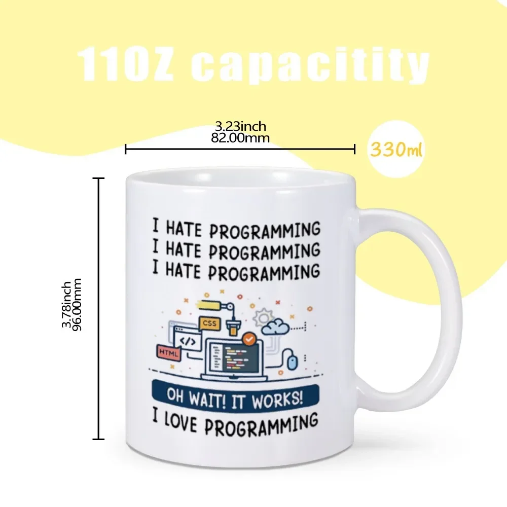 Premium Ceramic Mug - I Love Programming Design, 11oz Coffee & Tea Cup Gift