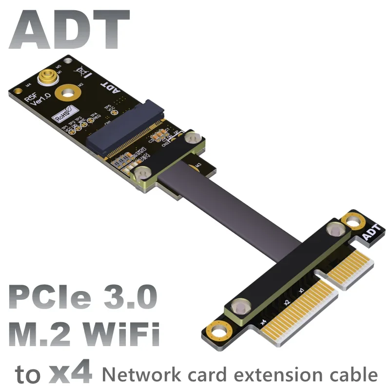 

PCIe x4 к M.2 a. E. Ключ WiFi адаптер Удлинительный кабель беспроводная сетевая карта плоский кабель PCIe3.0x1 , 8G/bps