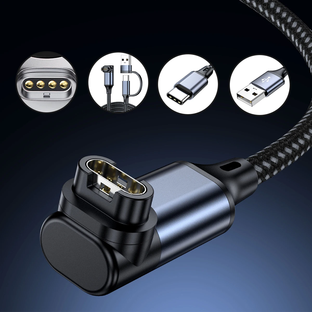 Universal 2-in-1 Smartwatch Fast Charging Cable with USB A & Type C Connectors