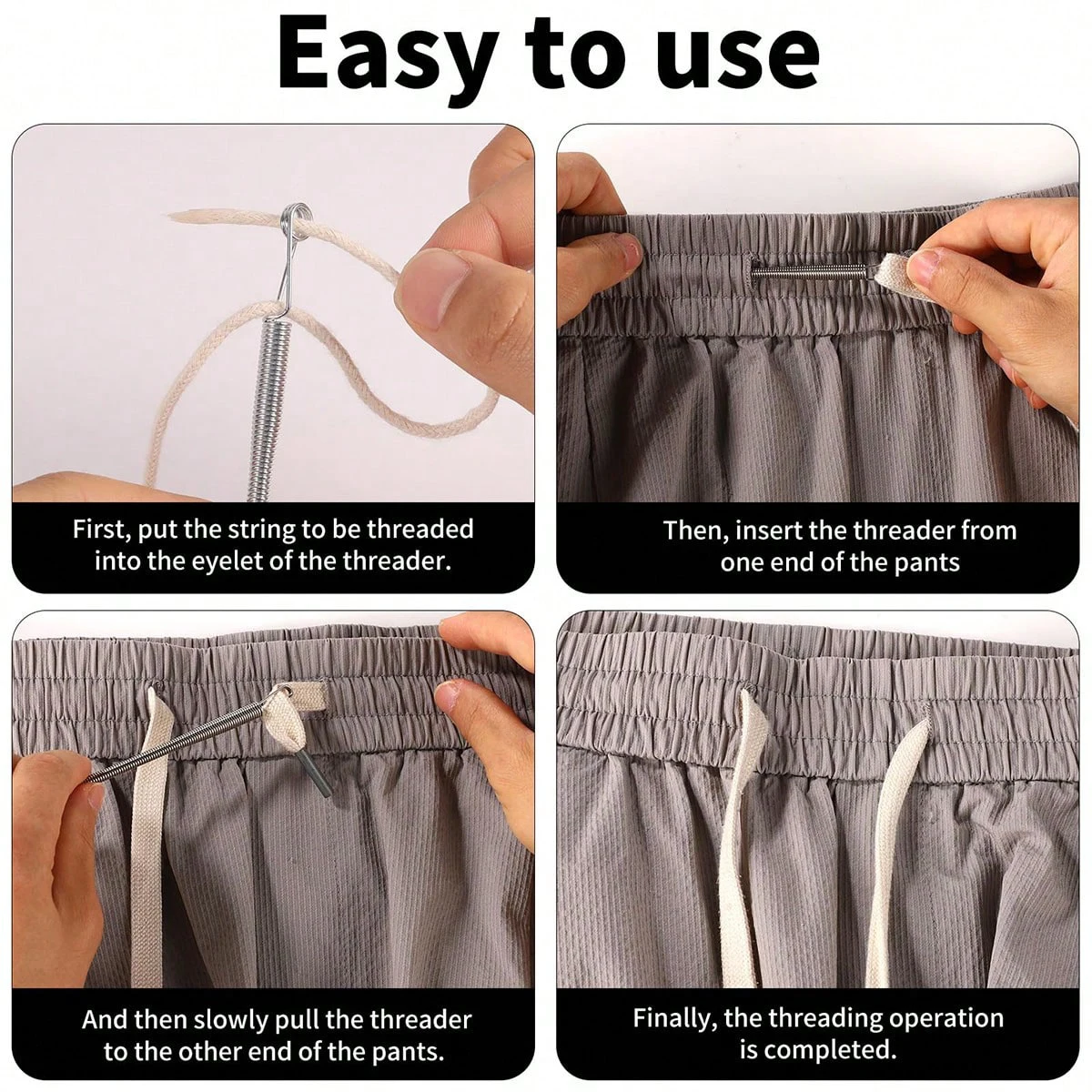 1PCS 구부릴 수 있는 스프링 드로스트링 스레더 클립, 재킷, 후드티, 바지, 반바지용, DIY 바느질 액세서리