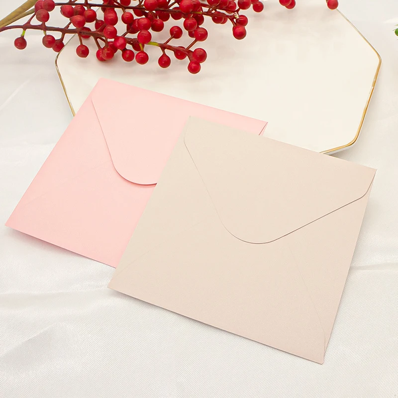 50pcs Envelope Small Business Supplies 250g Paper 11.8x11.8cm Postcard Giftbox Message Packaging Invitations Wedding Stationery