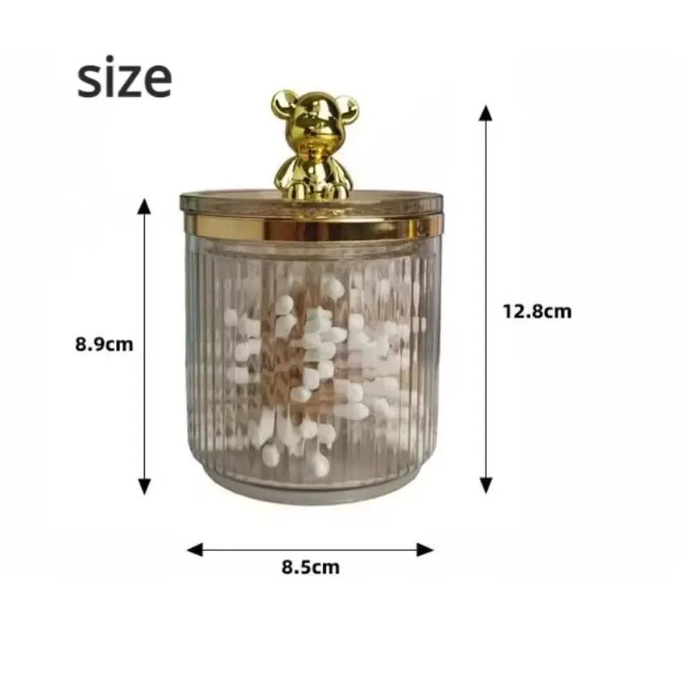 Cute Bear Cotton Pad Holder Cotton Swab Rod Storage Box Cosmetics Jewelry Bathroom Qtip Makeup Container Lipstick Organizer Box 6