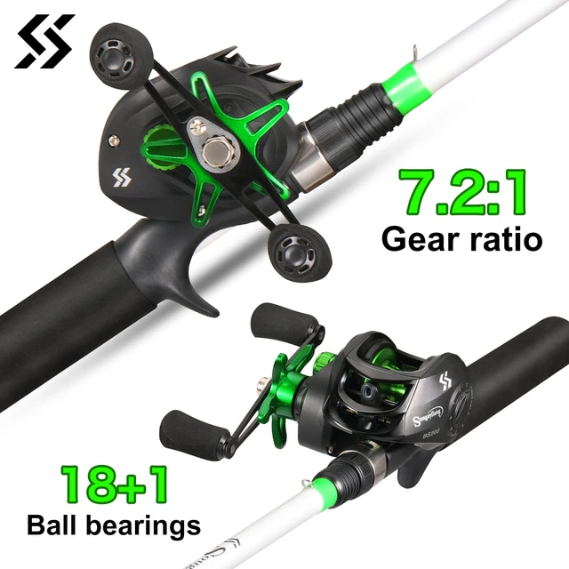 Sougayilang Casting Fishing Rod Combo 1.98m 4 Sections Glass Fiber