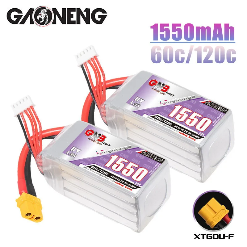 

Upgraded GNB 15.2v 1550mAh 60c/120c LiPo Battery For RC Helicopter Quadcopter FPV Racing Drone Spare Parts HV 4s Drones Battery