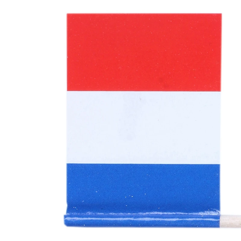 Lot Of 200 Pcs Mini Wooden Toothpick With Flag For Decor Of Party Fruit Pastry-France (Blue, White, Red)