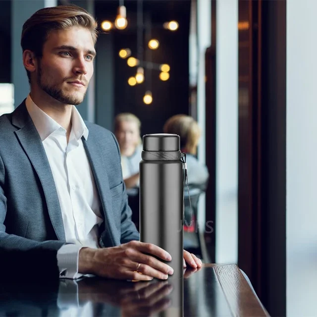 Bouteille d'eau thermique 1L, Thermos froid et chaud pour l'eau, thé, café, flacons sous vide, bouteille isolée en acier inoxydable pour voiture 5