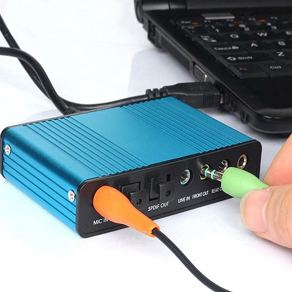 전문 USB 사운드 카드 6 채널 5.1 광학 외부 오디오 카드 변환기 CM6206 노트북 데스크탑 용 칩셋