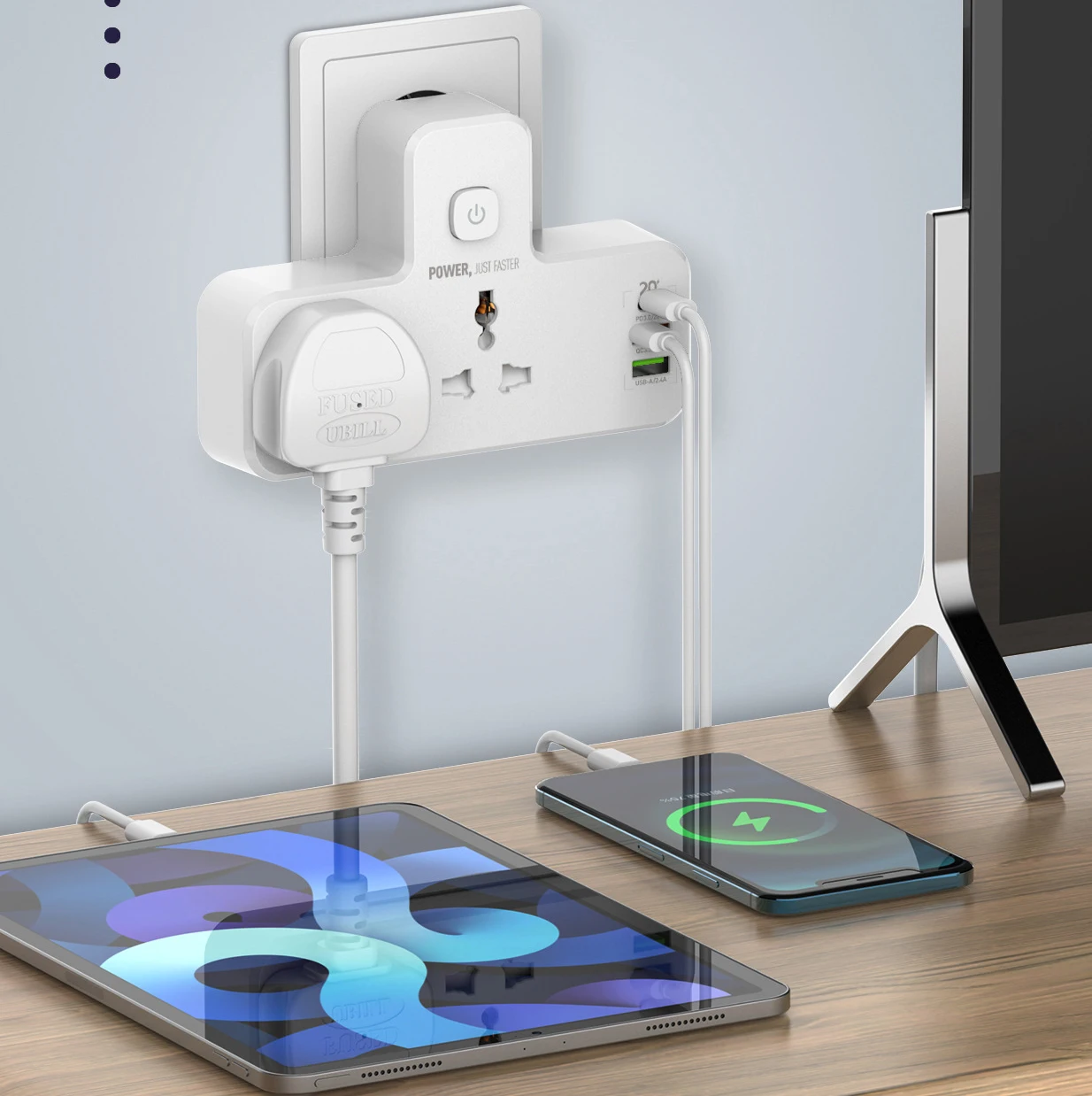

Universal Extension Socket UK with USB Type C Fast Charge Ports with Dimmable LED Indicator EU US Plug Adaptor Strip
