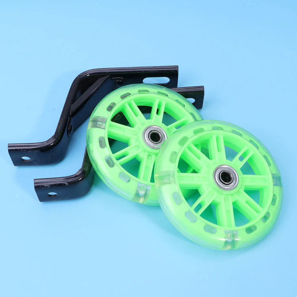 

Light Flashing Mute Children Bike Auxiliary Wheel Bicycle Accessories With Inch Bracket Black Bike Training Wheels