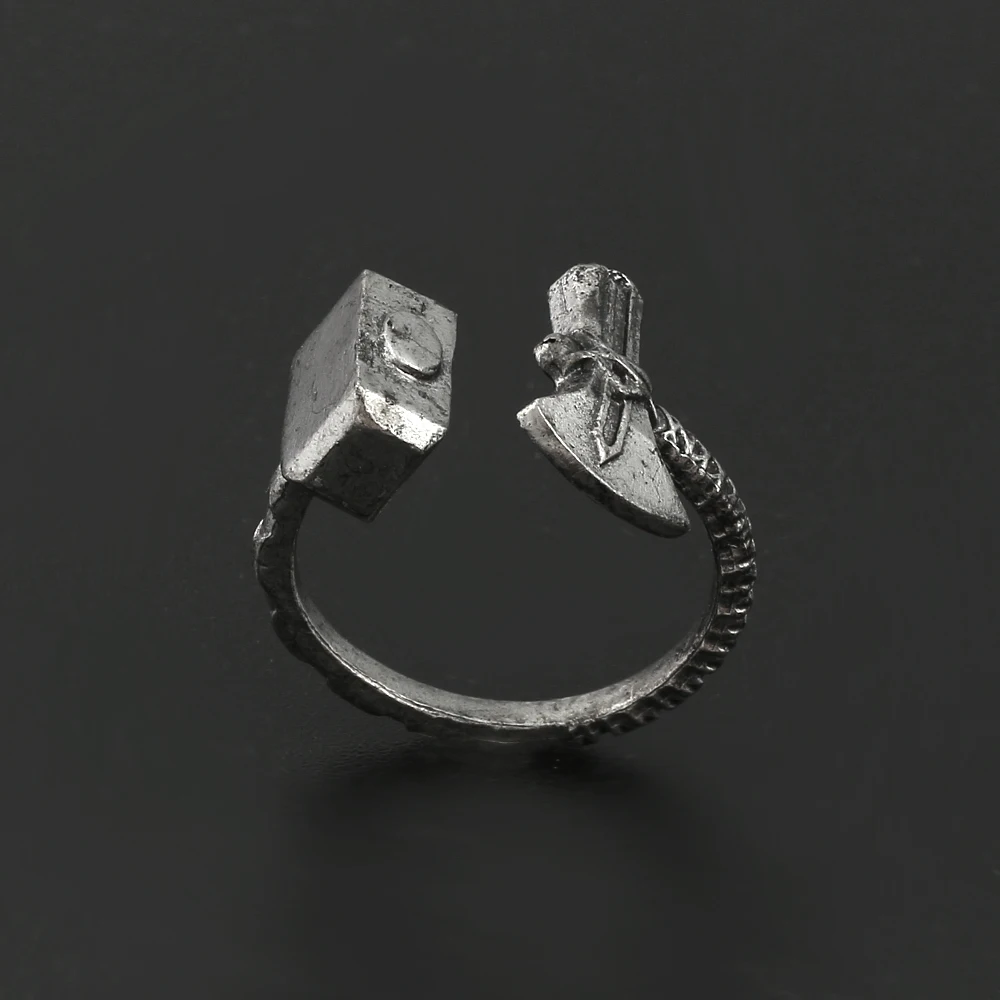 Disney Marvel Superhero Thor Ring Men Retro Finger Accessori Gioielli Per Feste Avengers Thor Hammer Stormbreaker Rings Fans Gift
