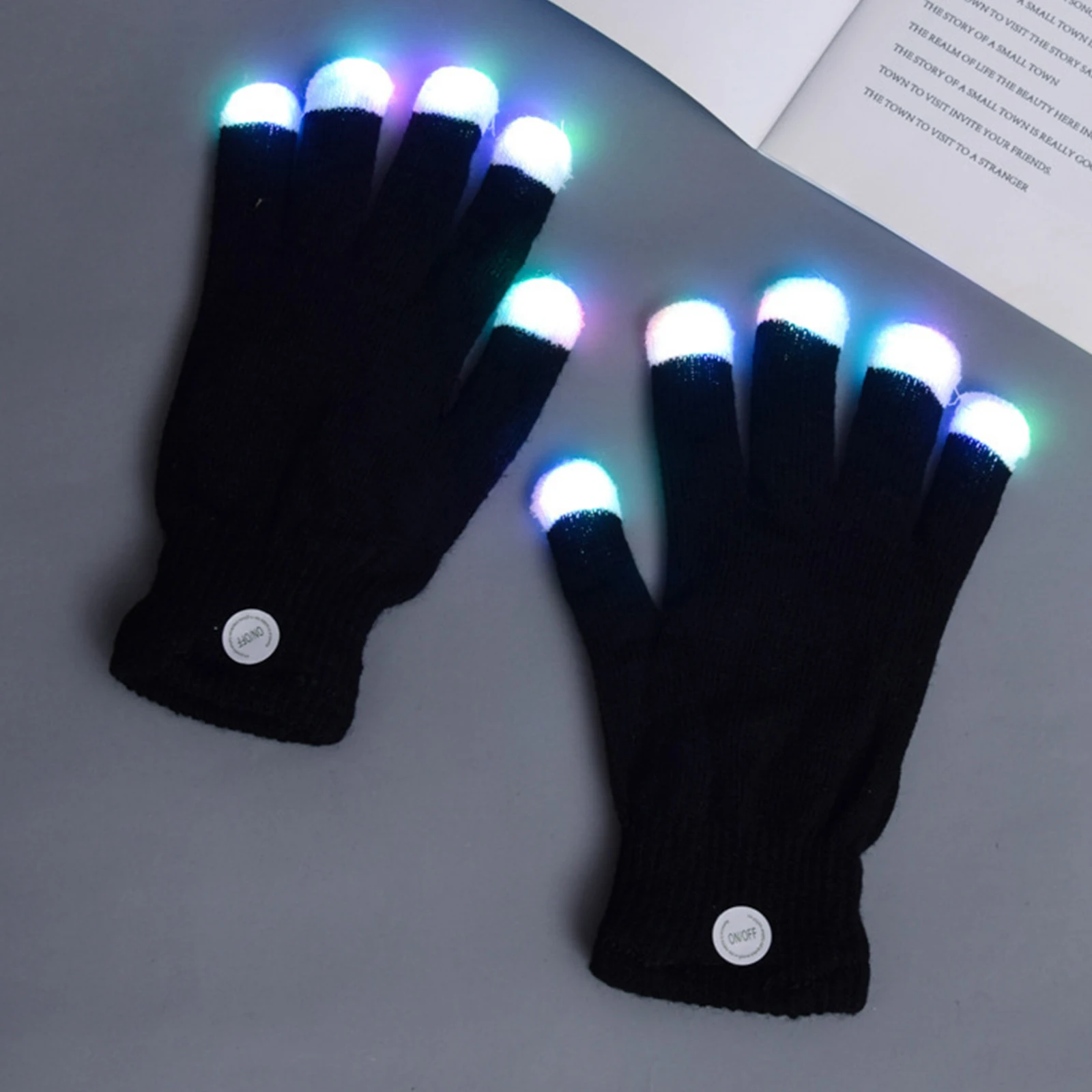 LED Gloves Finger Light Up Glow Rave Gloves Gifts for Adult Teens (Style A)