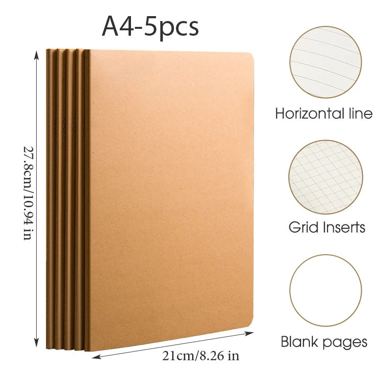 5pcs A4 Kraft
