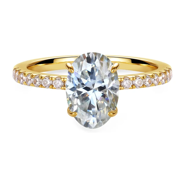 Shiny Oval Moissanite Ring 2ct Laboratory Diamond 18K Gold Plated S925 Silver Women Wedding Engagement Jewelry with Certificate 1