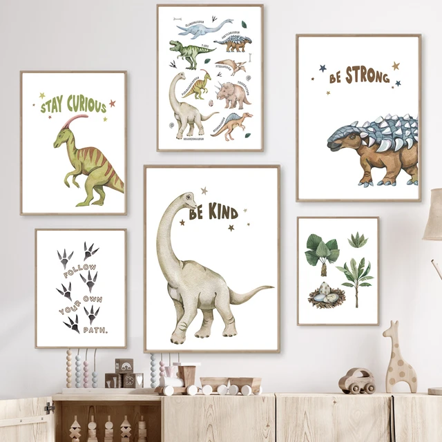 Dinosaurier Bündel Triceratops Dino Kindergarten Wand Kunst Leinwand  Malerei Nordic Poster Und Drucke Wand Bilder Jungen Spielzimmer Decor -  AliExpress