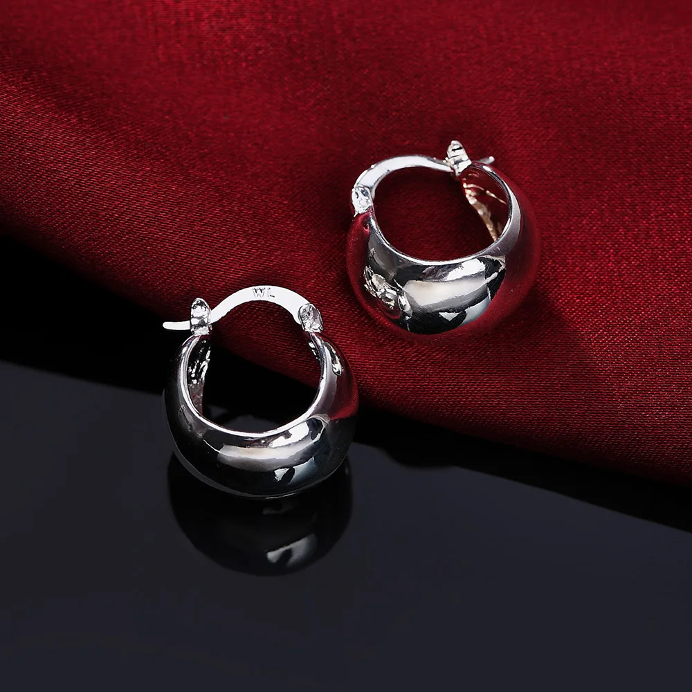 New 925 Sterling Silver Fine 20MM Polished Round Earrings Elegant Women Fashion Charm Wedding Jewelry Gift Wholesale - 3
