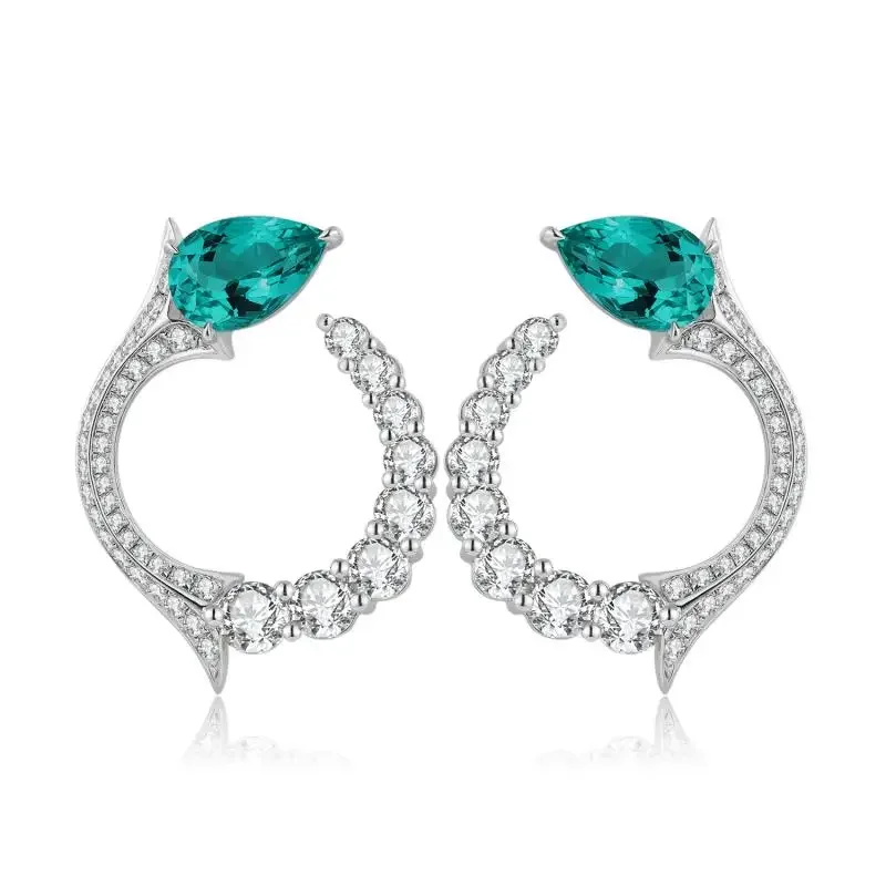 

RUIF 2024 High Jewelry S925 Silver with Lab Grown Emerald Earring for Women Luxury Design Girls Party Jewelry