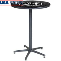 Durable Acrylic Top Cafe Table with Black Accent Trim Adjustable Feet Indoor Gatherings Easy Assembly Contemporary Coffee Table 1