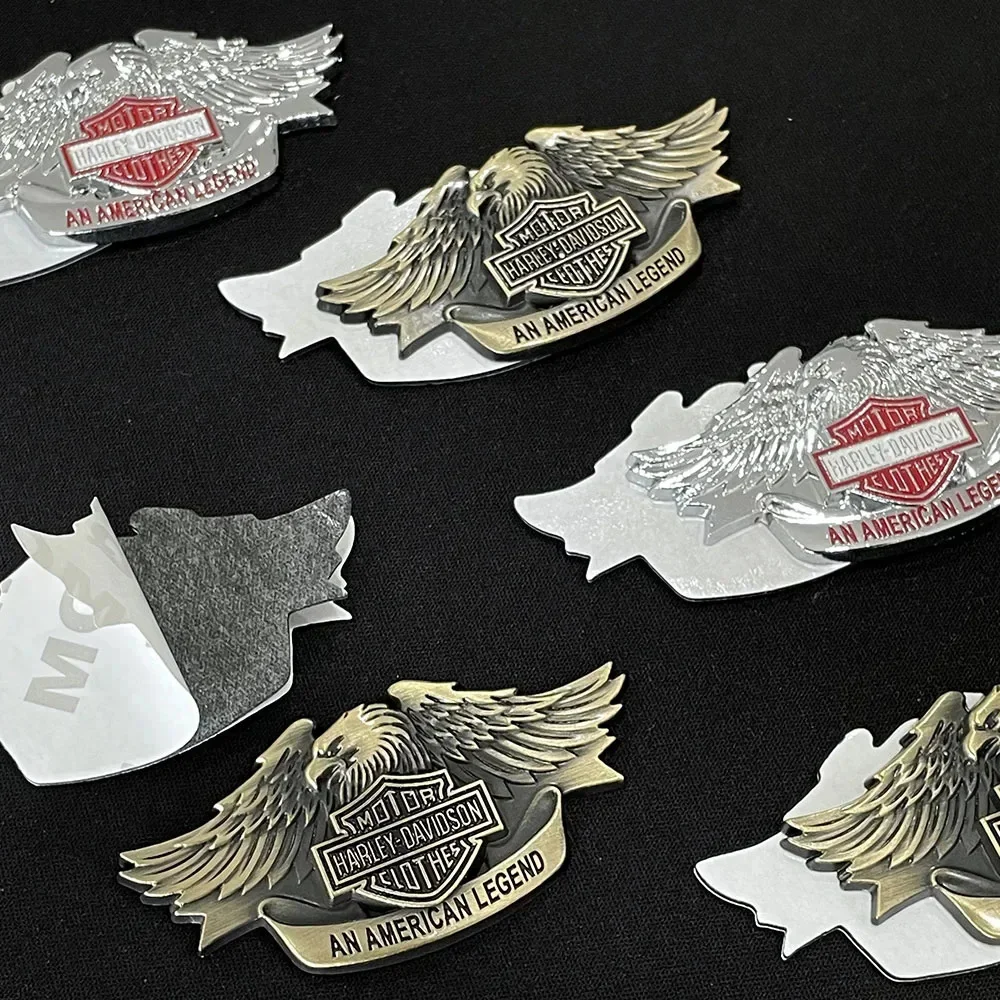 Metal Aluminum Sheet Skull Skeleton Sticker For Harley Davidson Motorcycles Car Head 3D Sticker Tail Fuel Tank Cover Emblem 4