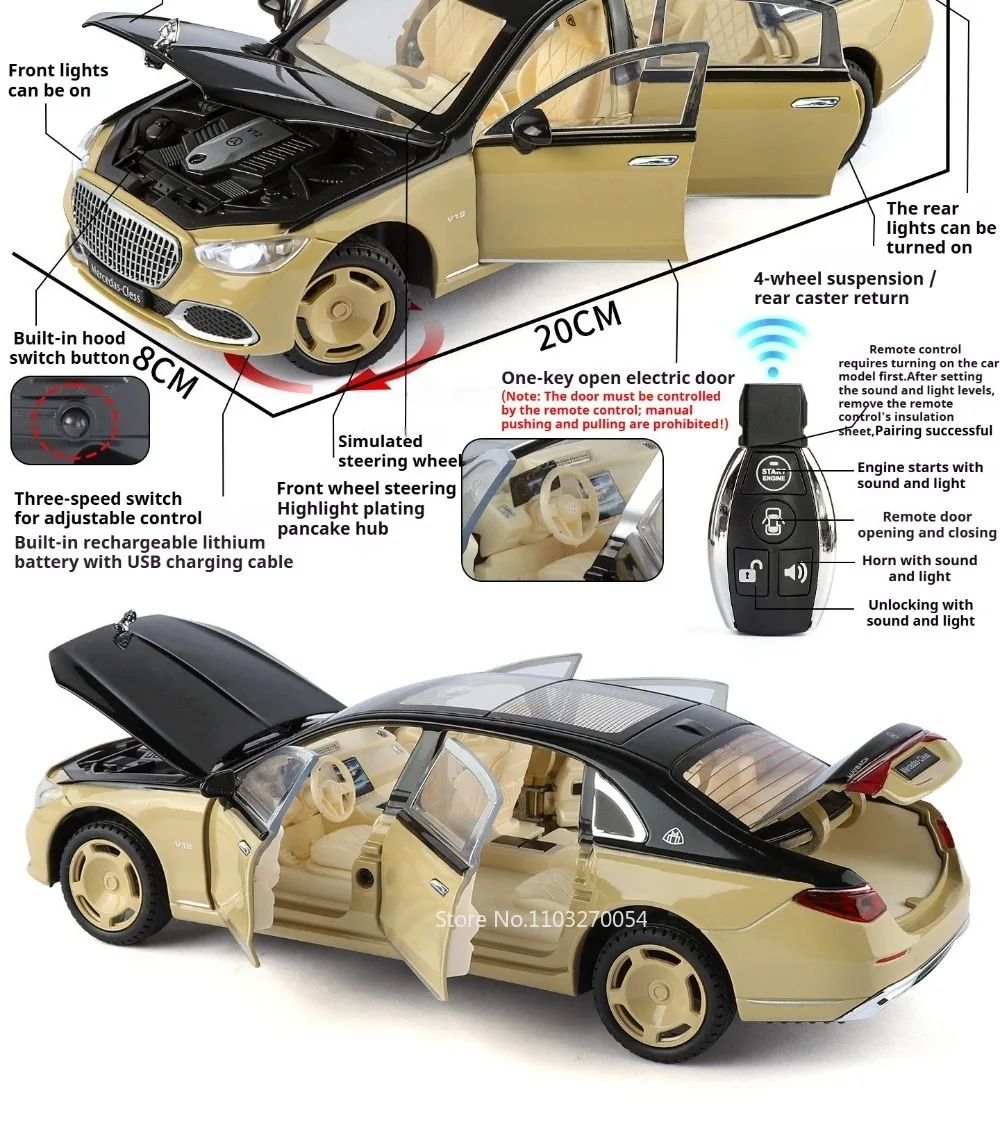 1:24 Alpha S680 Miniaturmodell Spielzeug Druckguss Legierung Auto mit Sound und Licht Rückziehfunktion Automatische Tür Vorderradlenkung Kinder Sammlerstück – Detail 17