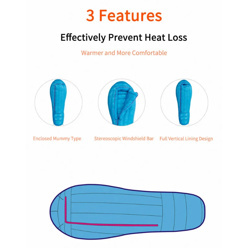 AEGISMAX ULTRA Series Goose Down Sleeping Bag -30℃~-63℃ Winter Outdoor Thick Warm Sleeping Bag Adult Lengthened Style 850FP