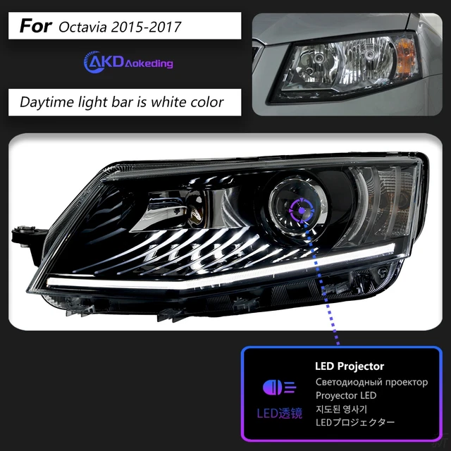AKD Car Styling Head Lamp for Skoda Octavia Headlights 20152017 Octavia A6 LED Headlight DRL