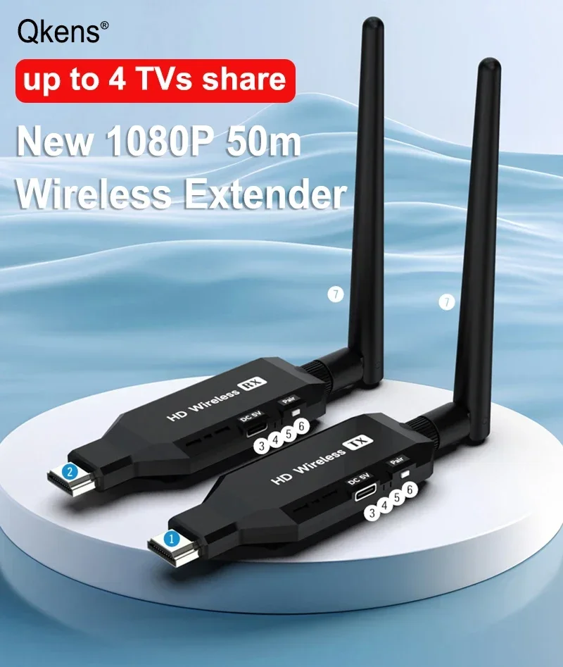 1080p 50m HDMI Extender Wireless Video Transmitter Receiver Screen Share Display for PS5 Computer Camera PC To TV Projector