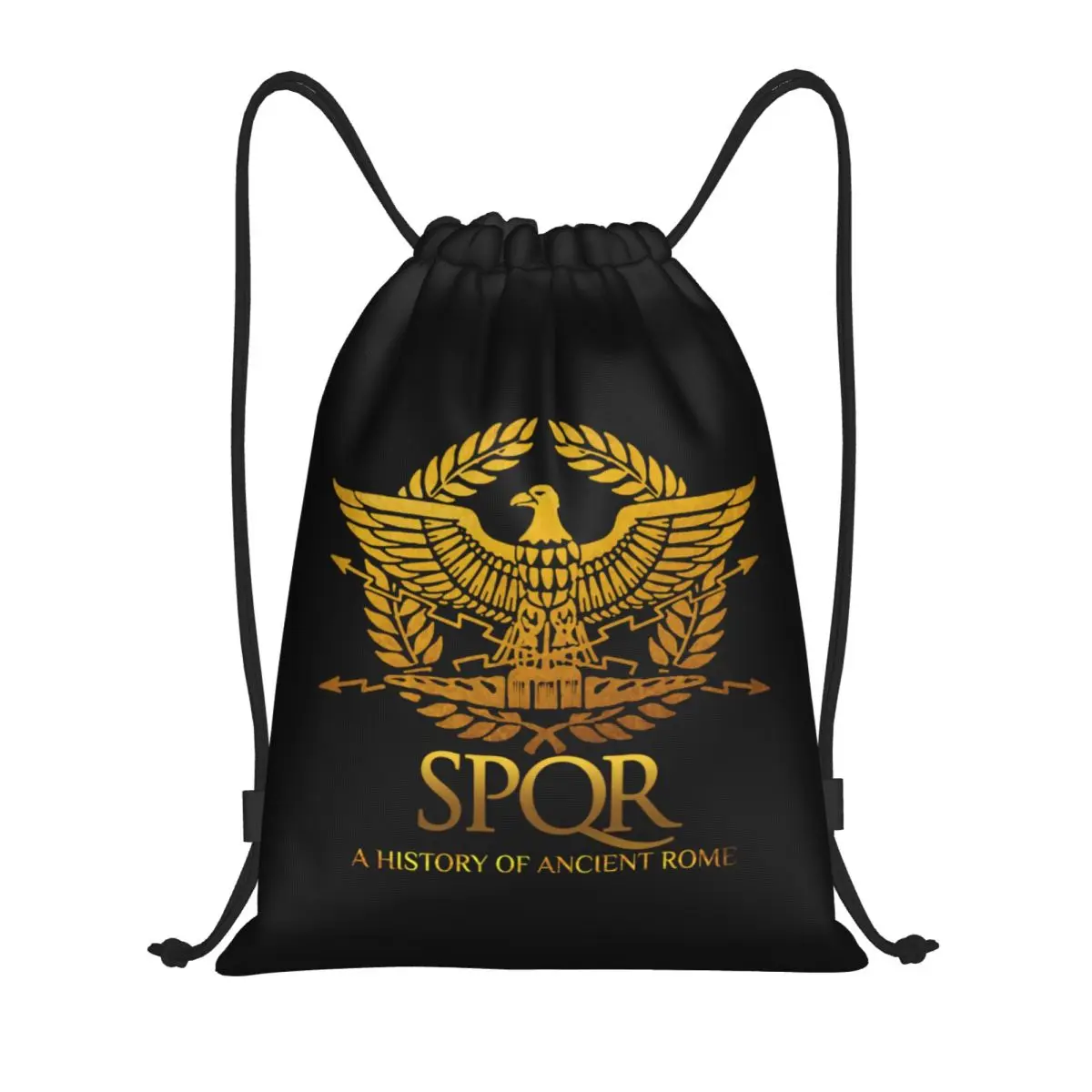 

SPQR Roman Empire Drawstring Backpack Sport Gym Sackpack Portable Gladiator Tshirt Imperial Golden Eagle Emblem Shopping Bag