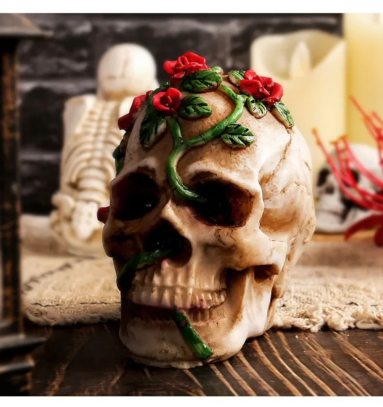 Miniature Skeleton Statue Head Statue Realistic Miniature Skull Heads Collectible Figurines Fake Skeletons Realistic Miniature