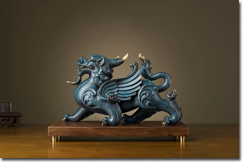 

Bring in wealth treasure office home Money Drawing efficacious Talisman -TOP Retro LUCKY dragon PI XIU FENG SHUI Brass statue