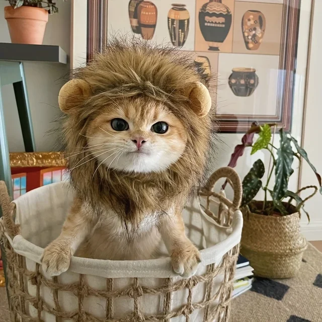 Pet Hairpiece Humorous Lion Mane Headgear for Dogs and Cats Adjustable Costume Accessories for Fun Dress-up and Play 5