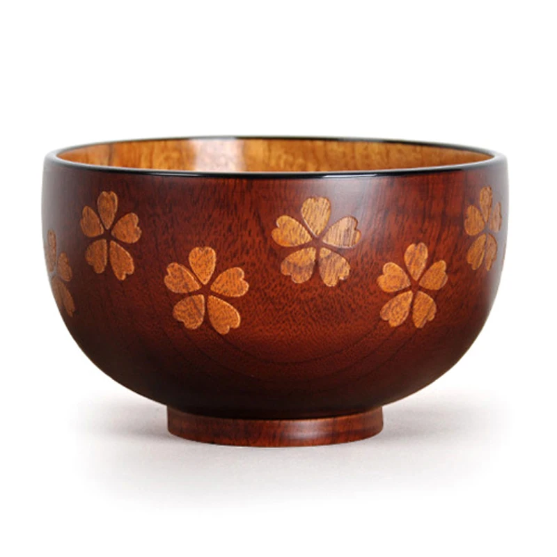  Tazón de madera de estilo japonés, cuenco de sopa de arroz de  madera para ensalada, recipiente grande y pequeño para niños, vajilla de  madera (diámetro de 5.1 in) : Hogar y