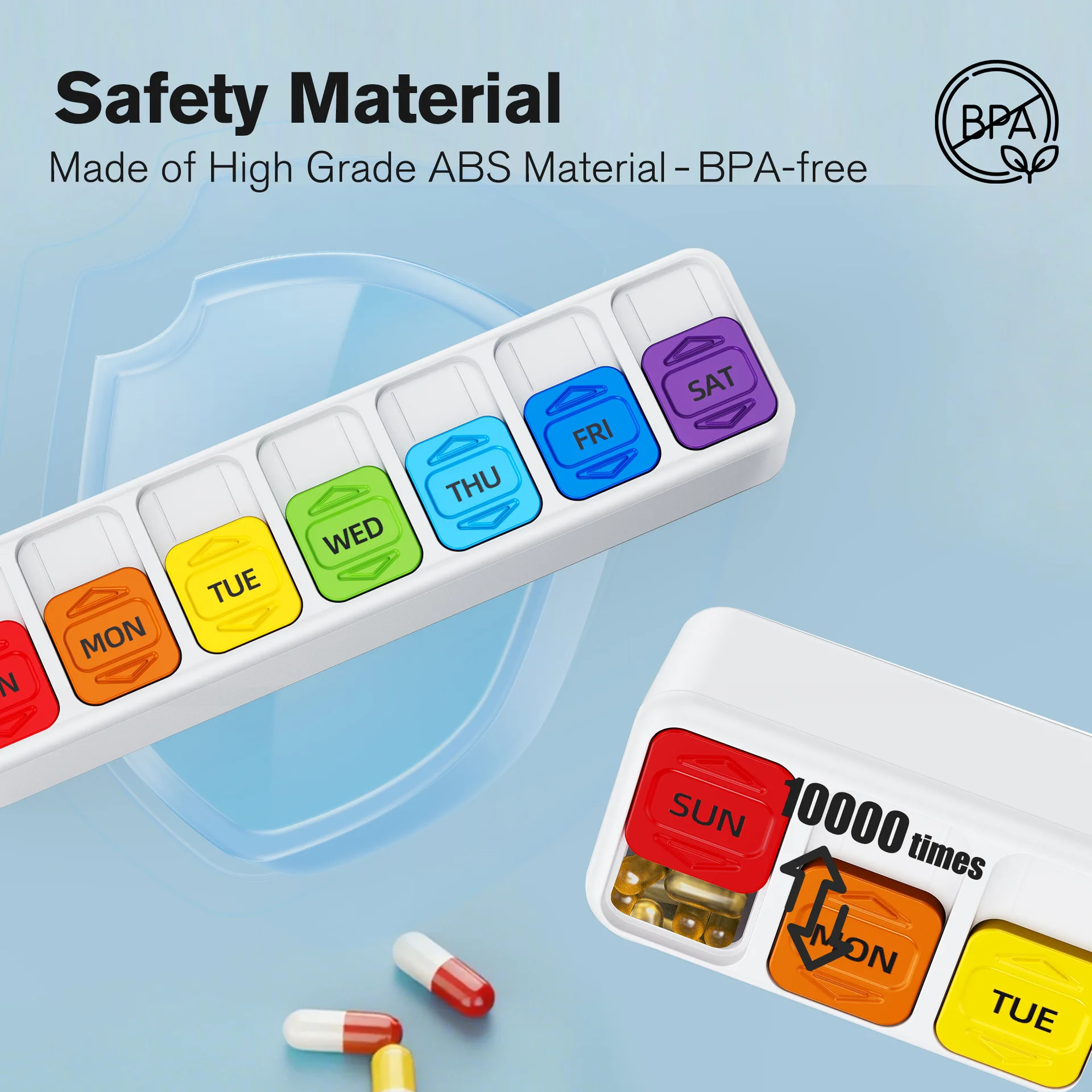 New Sliding 7-Compartment Pill Organizer Portable and Easy to Categorize Pills for 7 Days a Week AM PM Pill Organizer