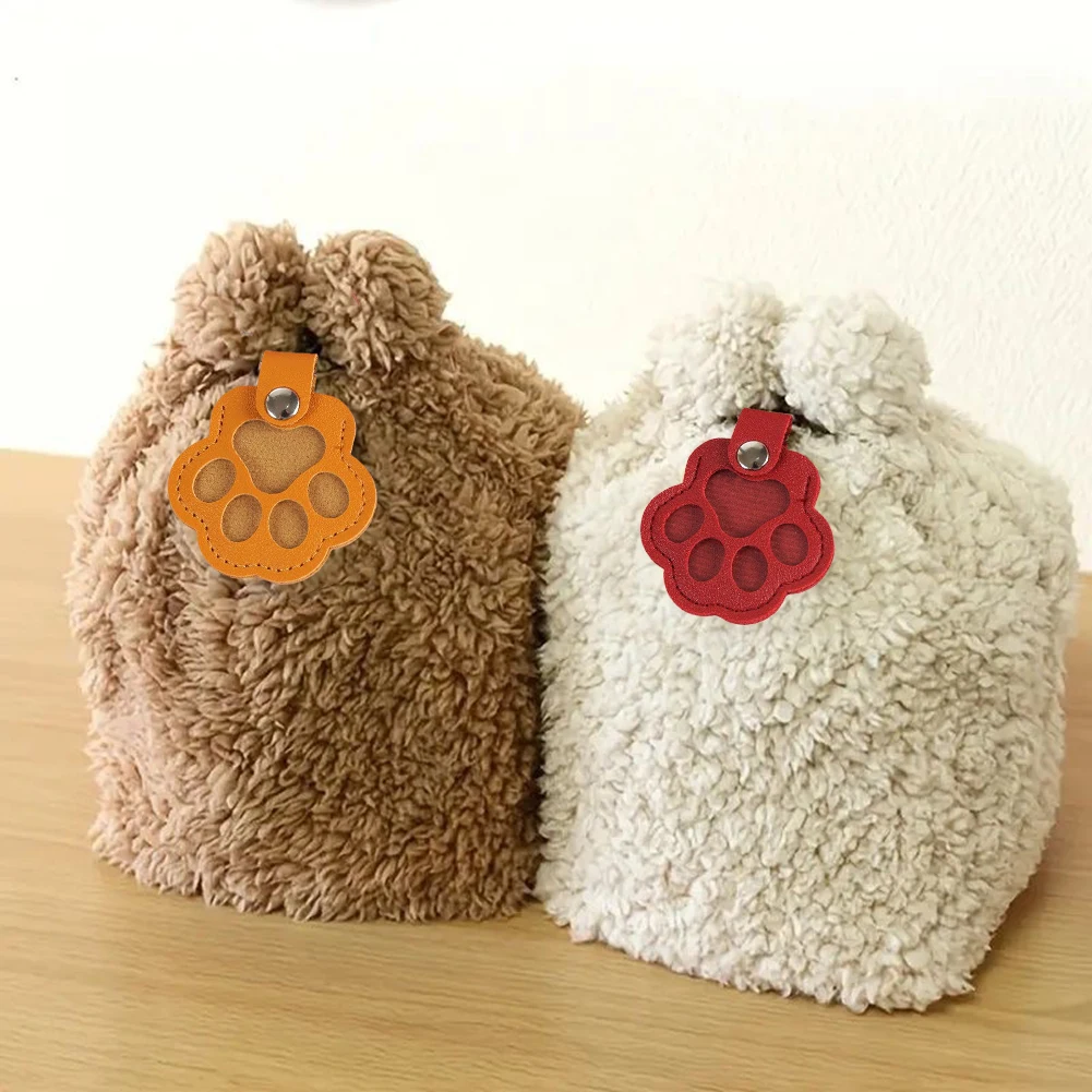 Pet Hair Storage Bag PU Pet Memorial Keychain Cute Paw-Shaped Memorial Charm for Keyrings Bags and Personal Mementos