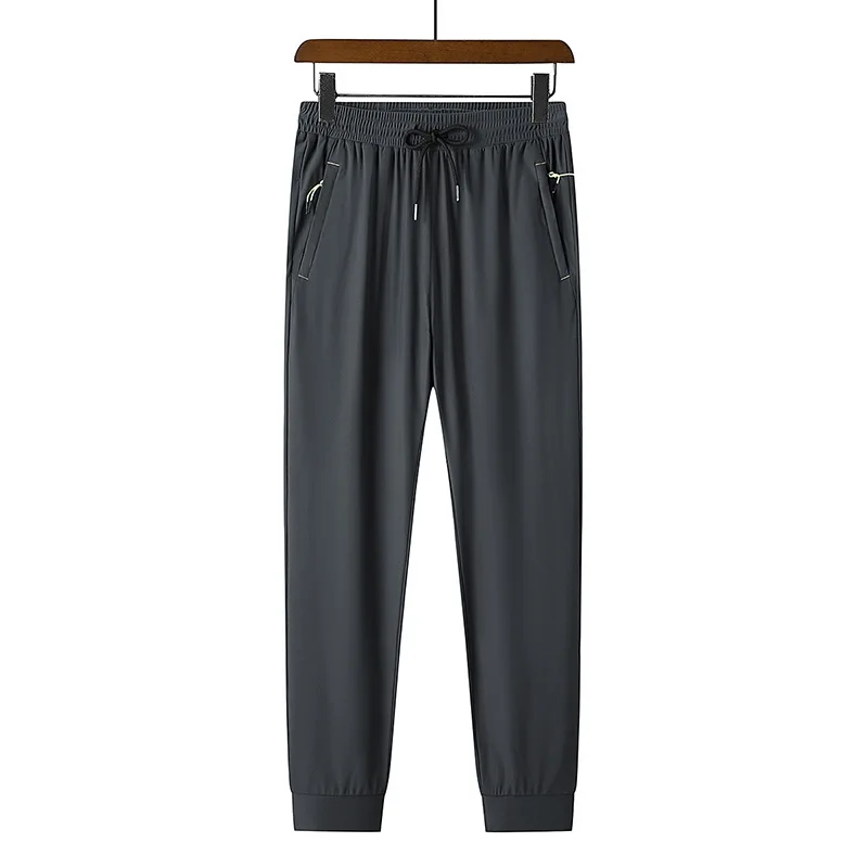 Summer Mid-waist Casual High Elastic Solid Color Stretch Fabric Thin Cotton Trousers