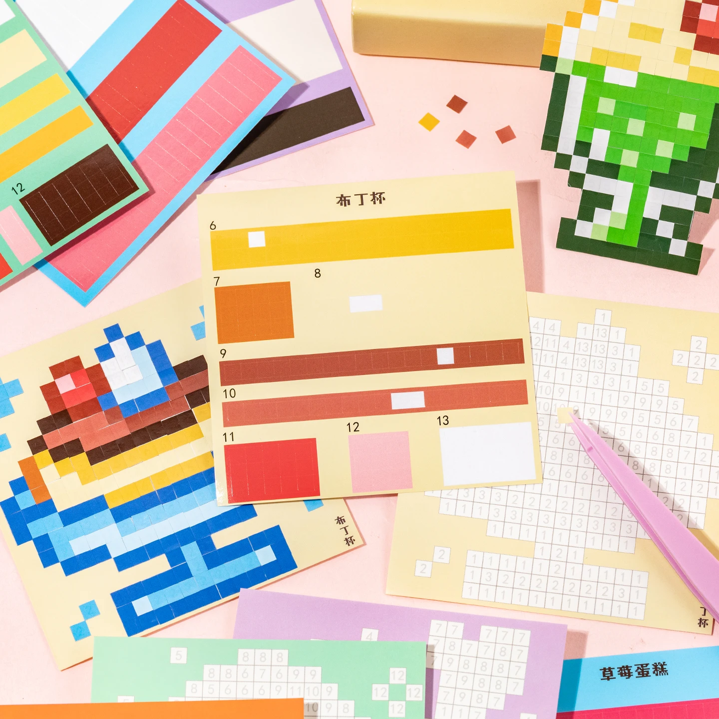 4Style 24pcs/bag Pixel Story Bead Scenery Sticker Book Handbook Material Stickers DIY Photo Frame Scrapbook Notebook Cup Laptop