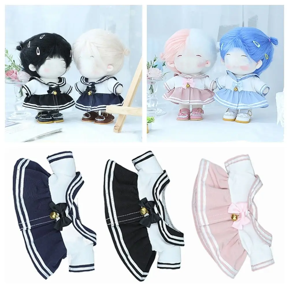 드레싱 소품 변경 게임 플레이 하우스 인형 옷 20cm, 선원 복장 드레스 코튼 봉제 매듭 보우 벨