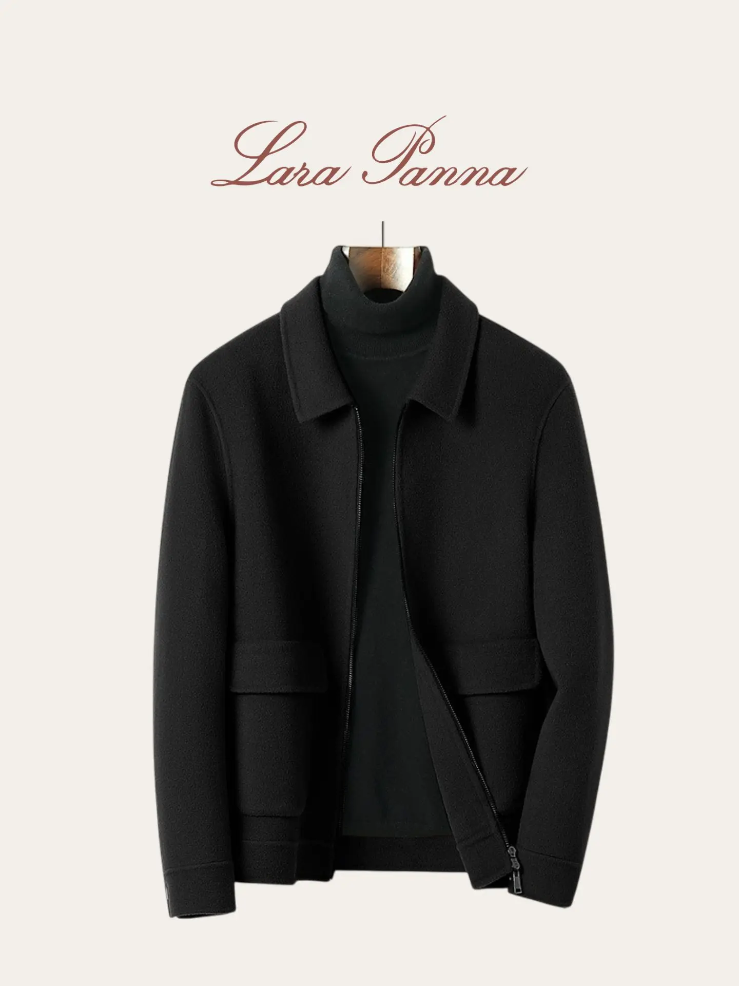 Italian Sle Thiened Double-Faced Wool And Camere Jaet Men's ort Collarl Coat Autumn Winter Warm Stand Fit Coat