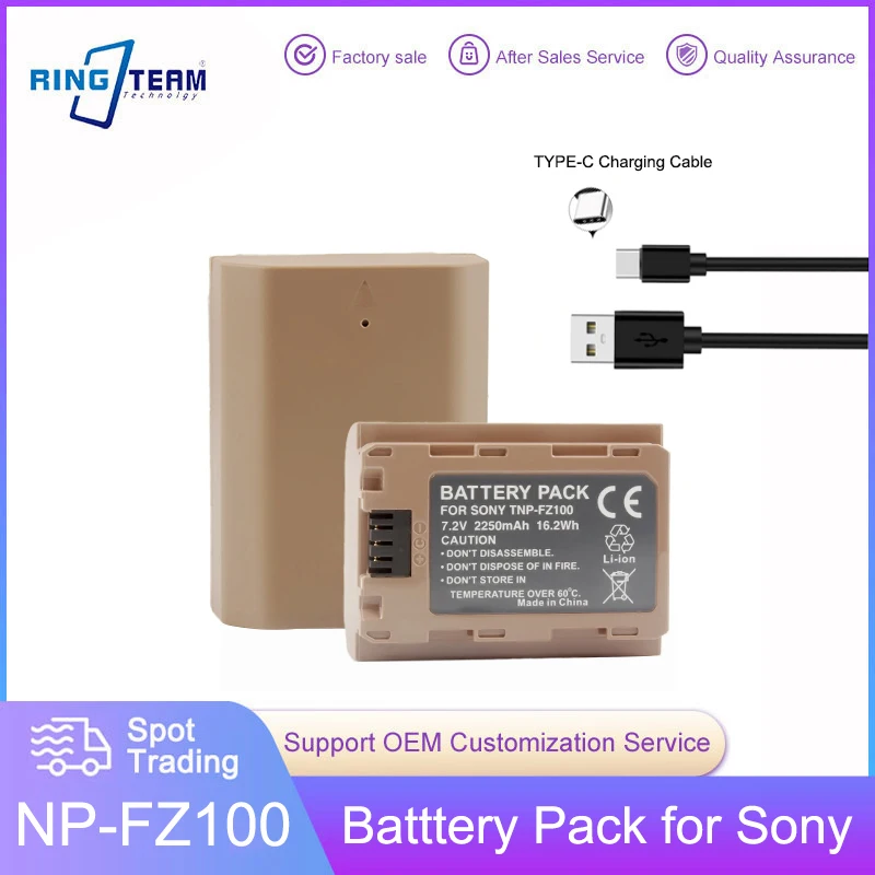 2 Pz/Lotto Np-Fz100 Batteria Npfz100 Np Fz100 Con Ingresso 5V 1A Type-C Per Sony A7 Iii, Sony Alpha A7R Iii, A7R Iv, A9, A6600
