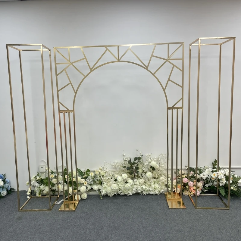 

Gold-Plated Arch Set Wedding Backdrop Screen Flower Stand Party Decoration Props Shelf Window Display