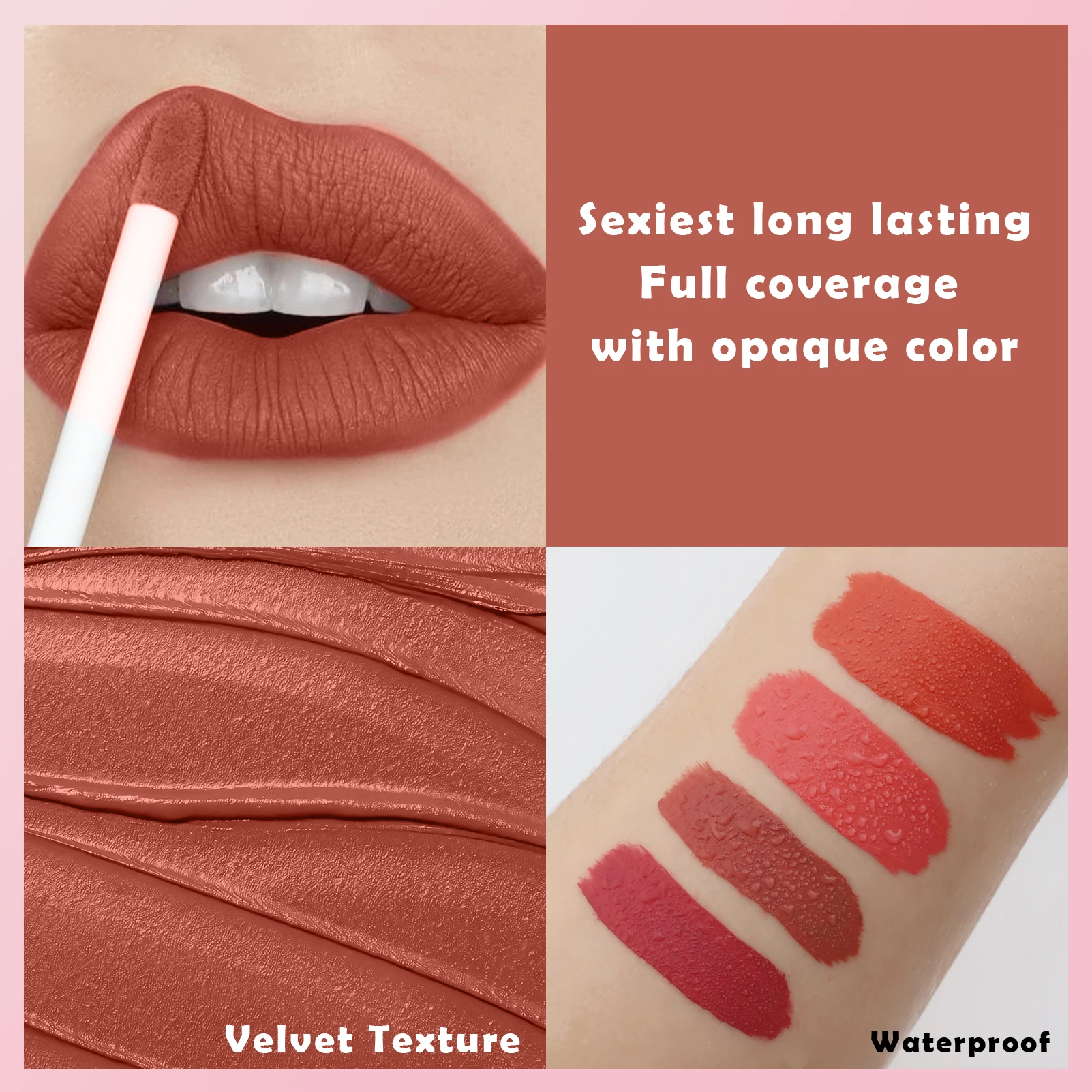 4 colors Matte Velvet Lip Glaze Long Lasting Waterproof Non-Sticky Smudge Proof Liquid Lipstick Valentine's Day Gifts lip glaze