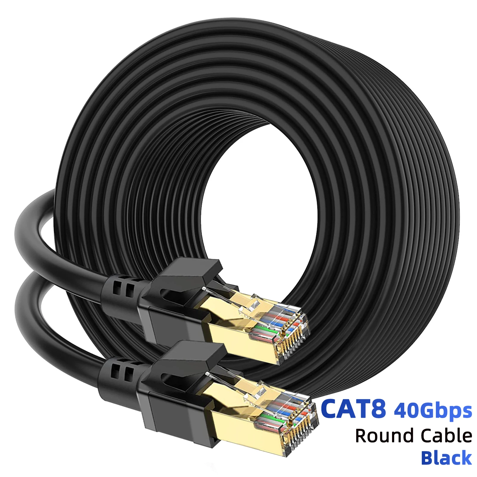 CAT 8-Round-Black