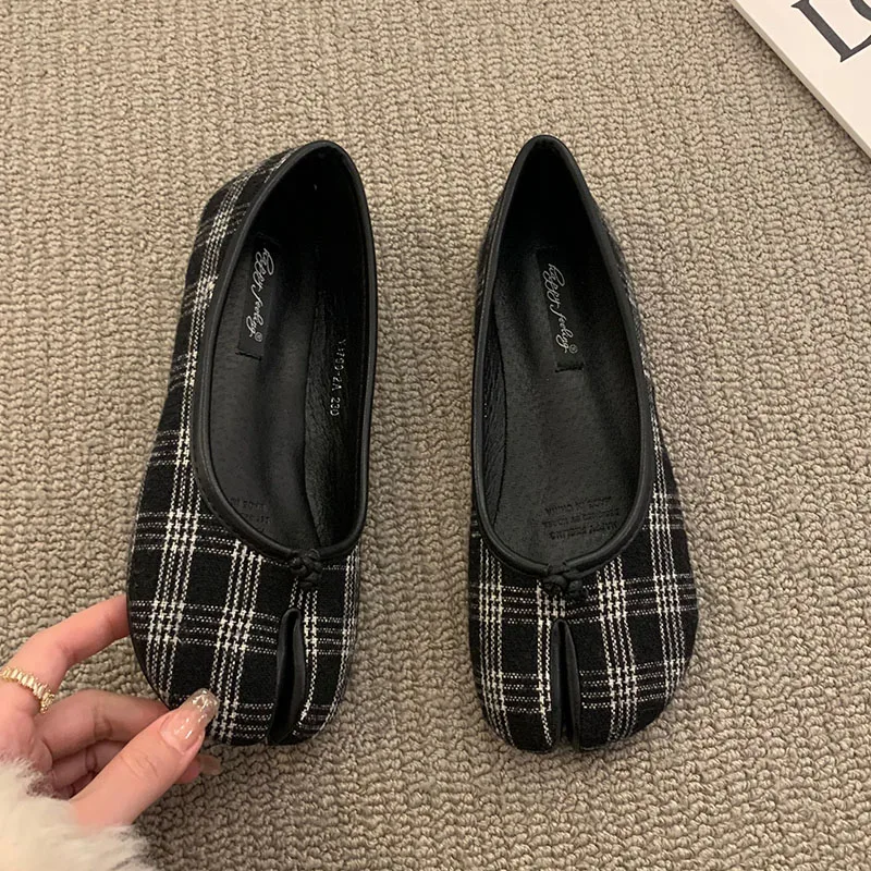 النساء الشقق تابي النينجا أحذية امرأة السيدات ستوكات الجلود مريح الشقق سبليت تو النعال لينة أسفل المتسكعون الصلبة موجز لا