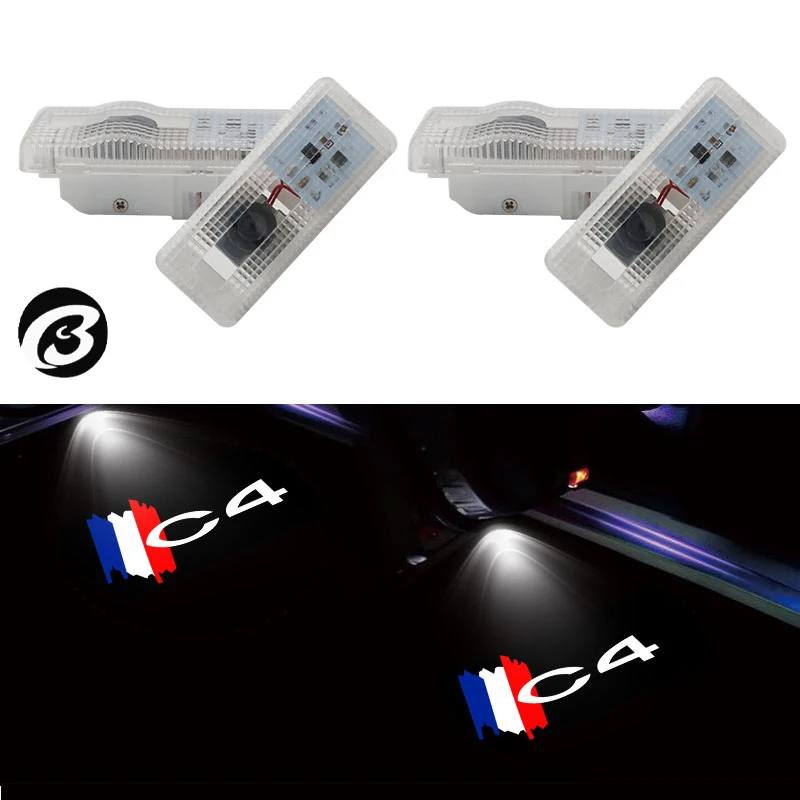 LED 자동차 환영 도어 조명, 시트로엥 C4 프로젝터 로고, 고스트 섀도우, HD 라이트, 분위기 램프, 자동차 인테리어 액세서리, 2 개