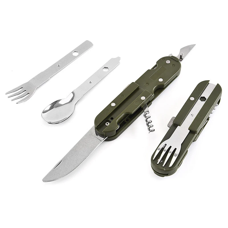 7-in-1 Camping Cutlery Set – Stainless Steel Spoon, Fork, Knife & Bottle Opener 5