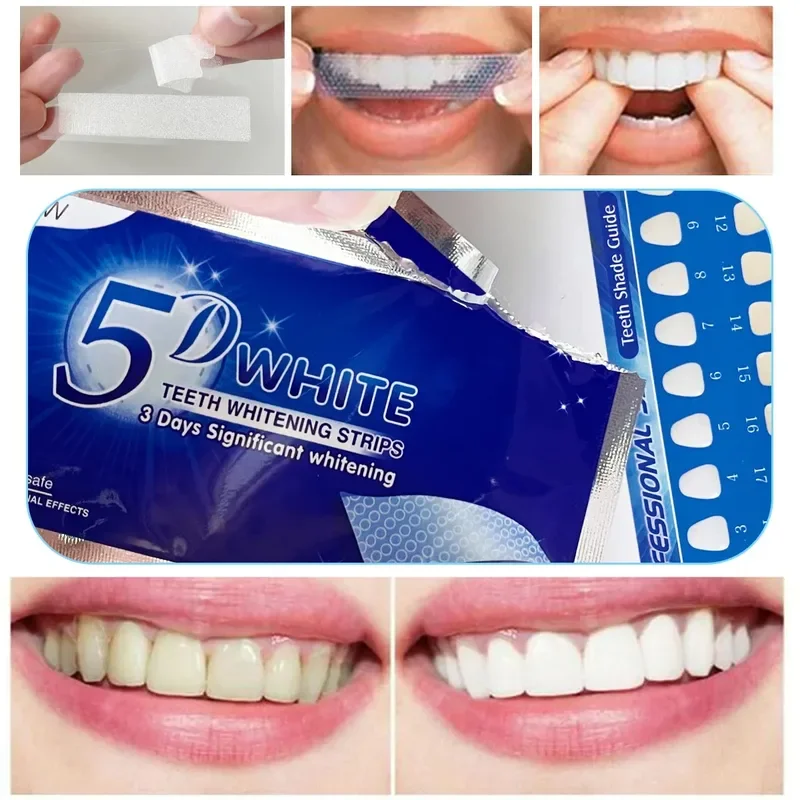 5D Whitening Teeth Strip Mint Scented Tooth Whitener Gel Strip Oral Hygiene Care Dental Cleaning Kit False Teeth Bleach Tape teeth whitening gel,teeth whitening kit,teeth whitening strips