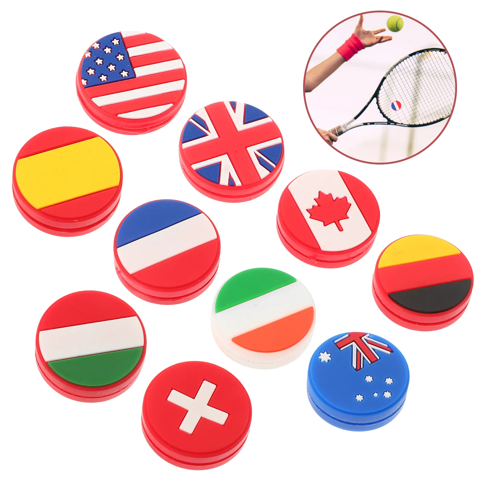 

Country Flag Shape Tennis Vibration Dampeners Silicone Tennis Dampeners Racket Anti Vibration Damper Tennis Accessories