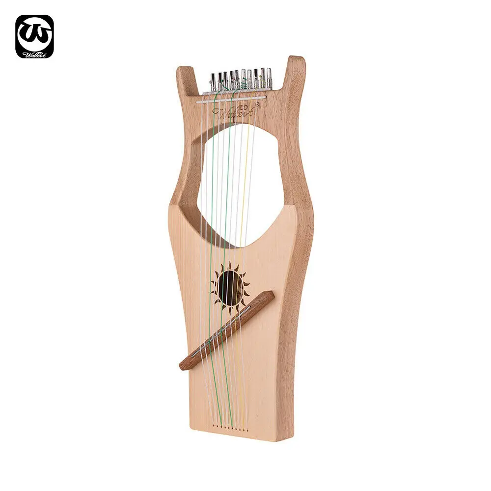Walter.t Wh02 10 Strings Wooden Spruce Rubber Handheld Lyre Harp Musical Instrument Wooden Lyre Harp with Tuning Tool
